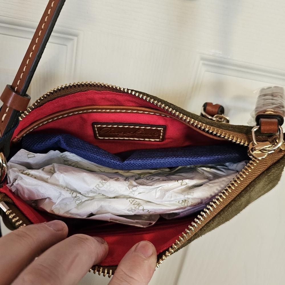 Dooney & Burke Suede Slim Crossbody Leather Equestrian Inspired Bag - Picture 6 of 13